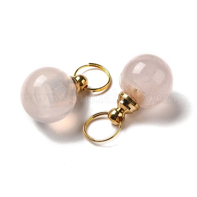 Подвески флаконы для духов из натурального розового кварца G-A026-02B-1