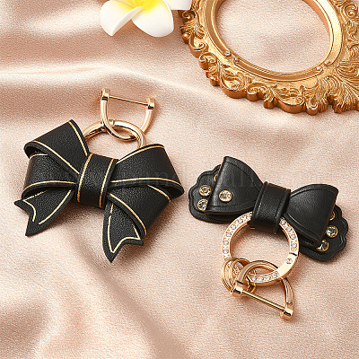 2 шт. 2 стиля подвеска-бантик из искусственной кожи HJEW-SP0001-23C-1