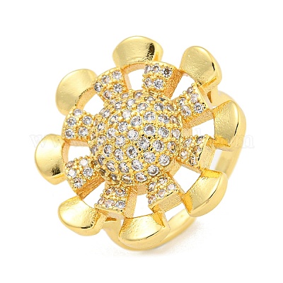 Открытое кольцо-манжета с прозрачным кубическим цирконием для шлема RJEW-L121-026G-1