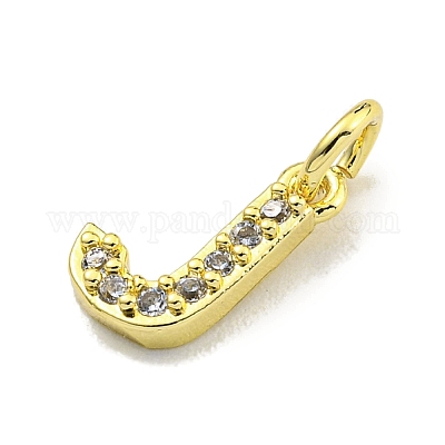 Подвески из латуни с буквами микро паве и прозрачным кубическим цирконием KK-K354-06G-J-1