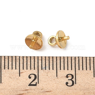 304 нержавеющая сталь чашечка жемчужные штифты булавки подвески STAS-L300-004C-G-1