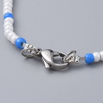 Стекла семян бисера ожерелья NJEW-JN02596-1