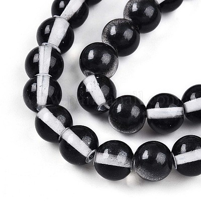 Запекание окрашенные прозрачные стеклянные бусины нити DGLA-N011-8mm-10-1