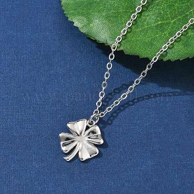 Ожерелья с подвесками из нержавеющей стали 304 с клевером NJEW-M109-01P-1