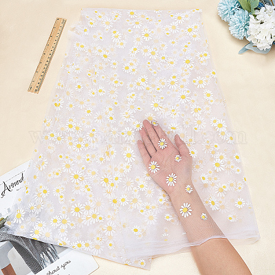  59 Width Tulle Lace Fabric Daisy Flower Print Fabric