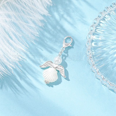 Подвески из искусственного жемчуга и сплава ангелов HJEW-JM04079-01-1