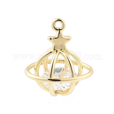 Латунные микропаве прозрачные кубические циркониевые подвески KK-K371-32G-1
