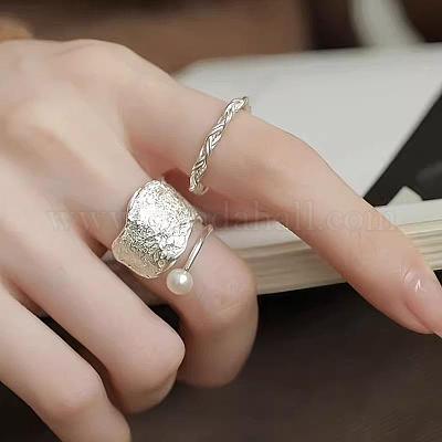 2 шт. 925 регулируемых кольца-манжеты из стерлингового серебра с натуральным пресноводным жемчугом круглой формы FS-WGC280C-03-1