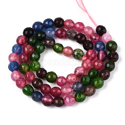 Окрашенные природные белый нефрит бисер пряди G-T139-6mm-60-01-1