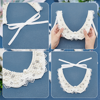 Пластиковый ошейник с жемчугом и кристаллами и стразами AJEW-WH0326-08B-1