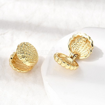 Серьги-кольца из латуни в форме ракушки EJEW-Z149-01G-1