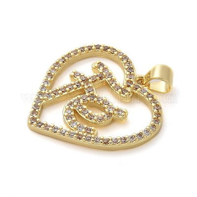 Латунные микропаве прозрачные подвески с фианитом KK-M319-22G-01-1