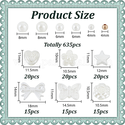 635 шт. бусины из АБС-пластика и акрила с имитацией жемчуга OACR-HY0001-22-1