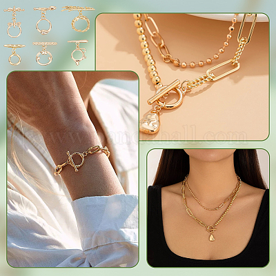 12 шт. 6-х стилевые латунные застежки-тоглы KK-PH0011-40G-1