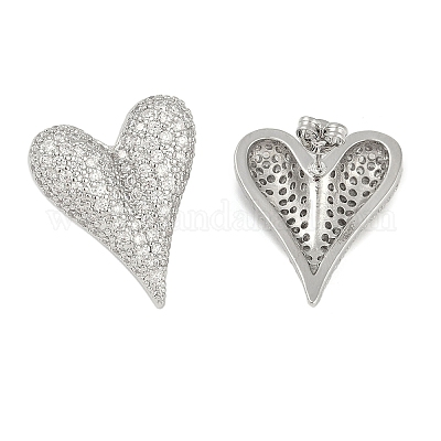 Серьги-гвоздики с прозрачным кубическим цирконием в форме сердца EJEW-S235-02P-1