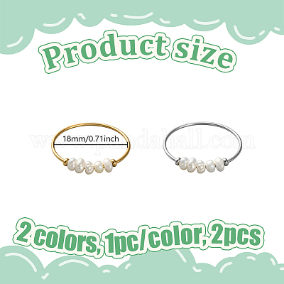 2 шт. 2-х цветные кольца из нержавеющей стали для женщин RJEW-GO0001-08-1