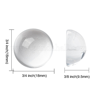 Прозрачный полукруглый стеклянные кабошоны X-GGLA-R027-18mm-1
