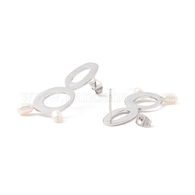 Серьги-гвоздики бесконечность с натуральным жемчугом для женщин STAS-P302-08P-1