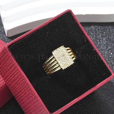 Кольца-манжеты для женщин с покрытием из латуни с микропаве из прозрачного кубического циркония RJEW-M028-79G-1