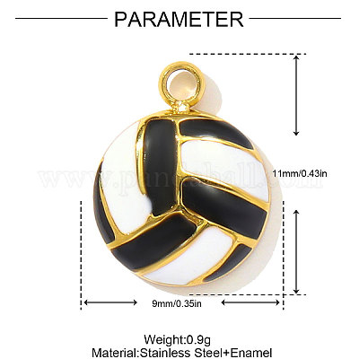 Подвески в виде волейбольных шармов из нержавеющей стали 304 с эмалью STAS-OY004-16G-1