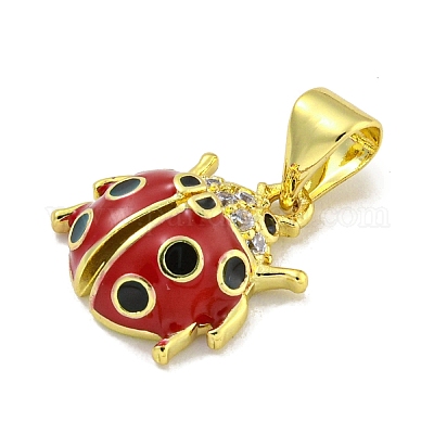 Покрытие стойки латунь микро паве прозрачный кубический цирконий с эмалевой подвеской X-KK-B091-37G-01-1