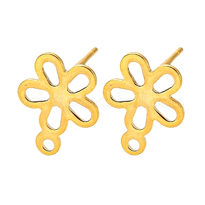 Фурнитура для сережек-гвоздиков из нержавеющей стали в форме цветка 201 STAS-Q251-08G-1