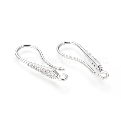 Латунь микро проложить кубического циркония серьги крючки KK-G374-13-1