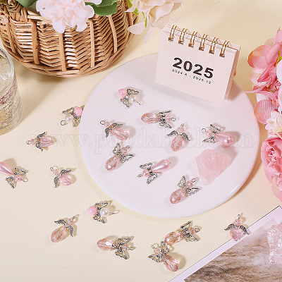 60 шт. 5 стиля тибетский стиль сплав бабочка бусина и АБС пластик жемчуг и стеклянные подвески PALLOY-CA00015-1