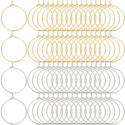 200 шт. 2-х цветные латунные кольца-подвески для бокалов вина KK-SP0001-32B-1