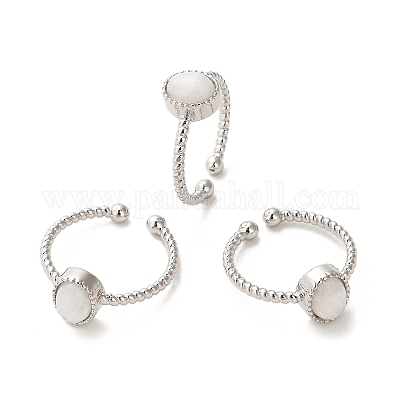 Открытое кольцо-манжета с натуральным драгоценным камнем RJEW-M166-04P-1-1