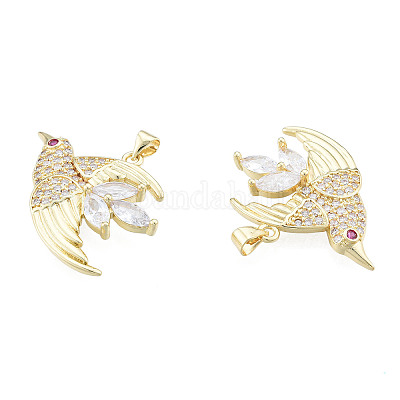 Латунные микропаве прозрачные подвески с фианитом ZIRC-N039-249-1