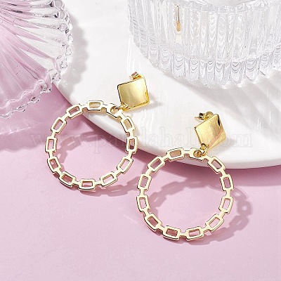 Серьги-гвоздики из сплава с кольцами и штифтами из нержавеющей стали 304 EJEW-JE05338-1