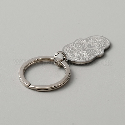 Брелок-подвеска из нержавеющей стали в виде сахарного черепа 201 KEYC-WH0027-108P-1