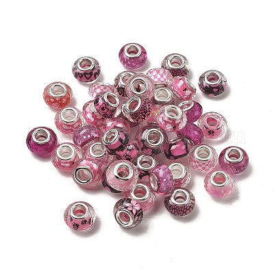 Европейские бусины из прозрачной смолы с печатью RESI-C063-03I-1