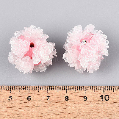 Бусины из полимерной глины со стразами и рельефными смоляными розами RESI-T059-01A-02-1