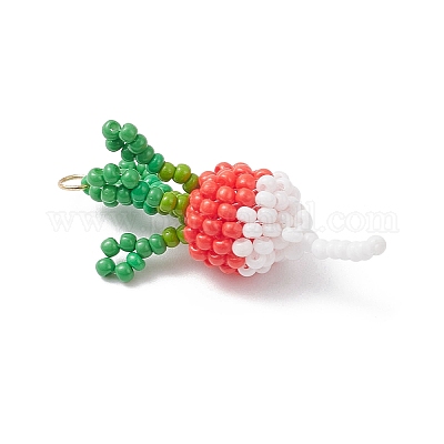 Подвески из стеклянных бусин в виде редиса PALLOY-MZ00973-02-1