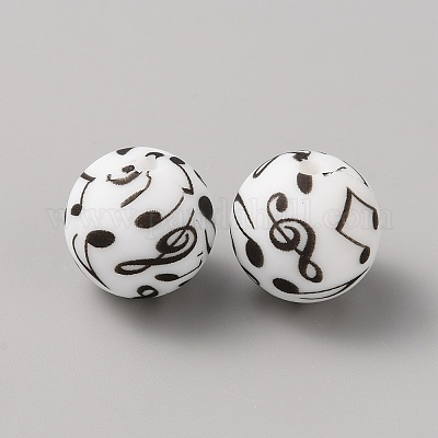 Печатные силиконовые фокальные бусины SIL-WH0003-14-1