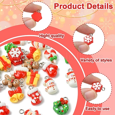 24шт 12 стиля рождественская тема непрозрачные подвески из смолы RESI-FS0001-86A-1