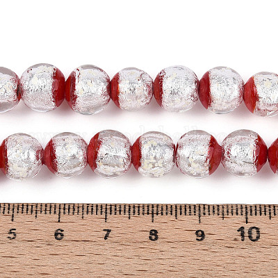 Светящиеся бусины ручной работы из серебряной фольги в технике лэмпворк FOIL-N029-03E-1