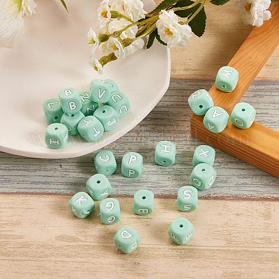 26 шт. 26 стиля силиконовые бусины с алфавитом для изготовления браслетов или ожерелий SIL-SZ0001-01C-1
