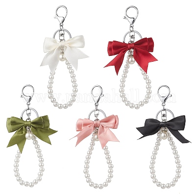 5 шт. 5-цветный полиэстеровый брелок-подвеска в виде банта KEYC-JKC01423-1