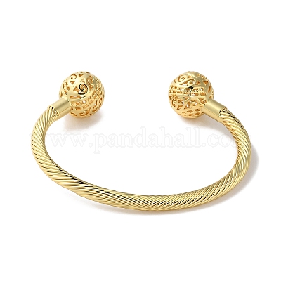 Латунные браслеты-манжеты с покрытием стойки BJEW-H326-04G-1