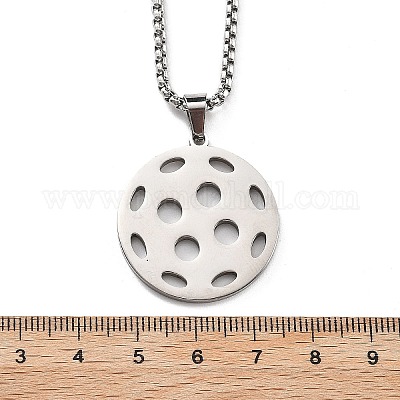 201 нержавеющая сталь пиклбол подвеска коробка цепи ожерелья для женщин мужчин NJEW-H050-01A-P-1