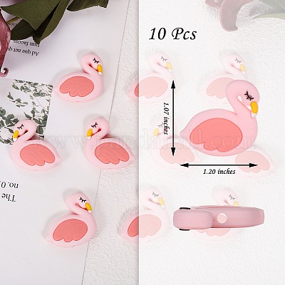 10шт силиконовые бусины в виде мультяшного фламинго JX703A-1