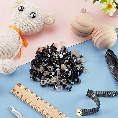 200pcs 12mm Flat BLACK Safety Eyes for Amigurumi Teddy Bear Doll Animal  Puppet Craft Toy Part