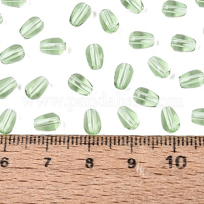 透明ガラスビーズ  ティアドロップ  淡緑色  6x4x4mm  穴：1mm  約6666個/1000g&nbsp;GLAA-Q113-01A-A04-1