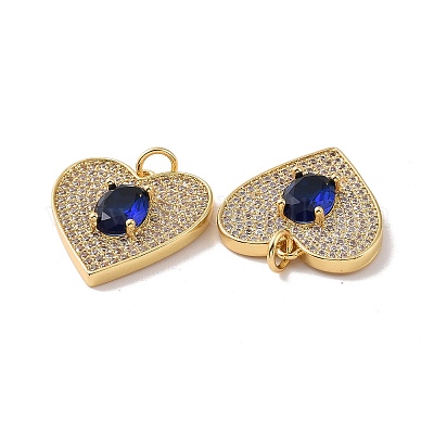 Сердце латунные микро проложить кубического циркония подвески KK-G435-02G-04-1