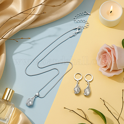 2 комплект из 2-х цветных серег-колец со стразами и ожерелья с подвеской SJEW-GO0001-04-1