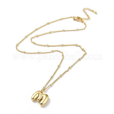 Латунное ожерелье с подвеской в виде заглавной буквы NJEW-A015-21G-M-1