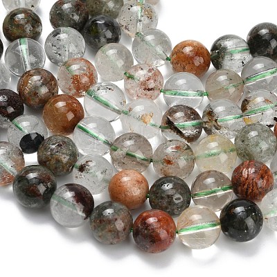 Натуральный зеленый lodolite кварц бисер пряди G-L642-B06-10mm-1